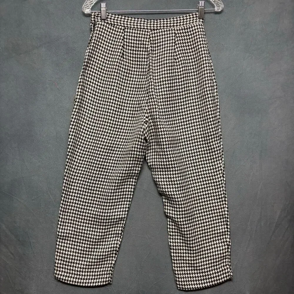 Vintage Melissa Lawrence Houndstooth Pantsuit Vest Set Office Comfy Vixen Size 6